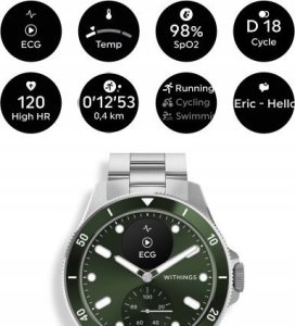 Smartwatch Withings Withings Scanwatch Nova - zegarek z funkcją EKG, pomiarem pulsu, SPO2 i temperatury oraz mierzeniem aktywności fizycznej i snu (42mm, green) 3