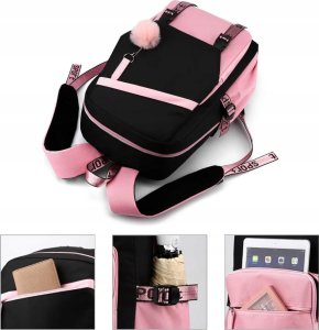 PLECAK SZKOLNY TORNISTER DLA DZIEWCZYNKI MŁODZIEŻOWY WIELOKOMOROWY RÓŻOWY 3