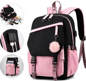 PLECAK SZKOLNY TORNISTER DLA DZIEWCZYNKI MŁODZIEŻOWY WIELOKOMOROWY RÓŻOWY 6