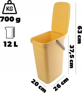Kosz na śmieci Kadax KADAX Kosz Na Śmieci Pojemnik Na Odpady Z Pokrywą 12L Kubeł Do Segregacji 3