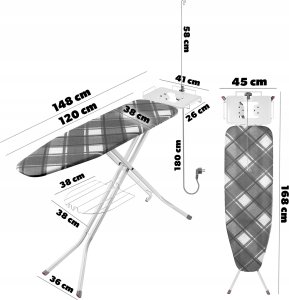 Kadax KADAX Deska Do Prasowania 120x38cm Z Gniazdkiem 3