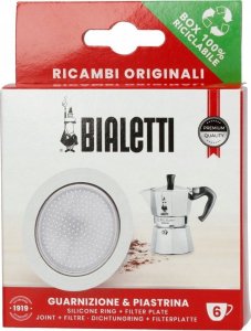 Bialetti Uszczelka + sitko do kawiarek aluminiowych Bialetti 6tz oraz Moka Induction 2