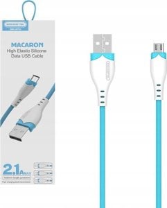 Kabel USB Somostel KABEL USB MICRO 2.1A SOMOSTEL NIEBIESKI 2100mAh QUICK CHARGER 1.2M POWERLINE SMS-BP04 MACARON 1