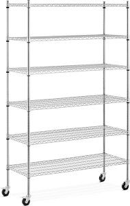 Royal Catering Regał magazynowy druciany ażurowy na kółkach 6 półek do 90 kg 120x45x189 cm Regał magazynowy druciany ażurowy na kółkach 6 półek do 90 kg 120x45x189 cm 2