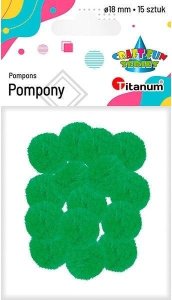 Titanum Pompony poliestrowe 18mm zielone 15szt 1