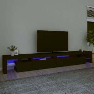 vidaXL Szafka pod TV z oświetleniem LED, czarna, 290x36,5x40 cm 1