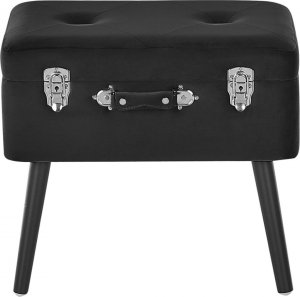 Beliani Stołek ze schowkiem welurowy czarny MALLARD 3