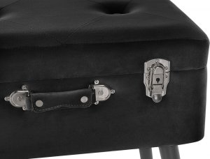 Beliani Stołek ze schowkiem welurowy czarny MALLARD 6