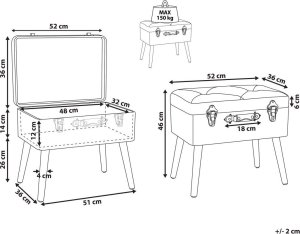 Beliani Stołek ze schowkiem welurowy czarny MALLARD 9