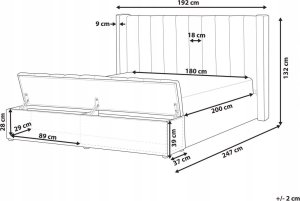 Beliani Łóżko welurowe z ławką 180 x 200 cm czarne NOYERS 8