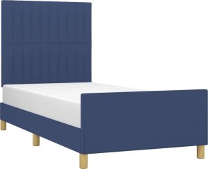 vidaXL vidaXL Rama łóżka z zagłówkiem, niebieska, 90x190 cm, obita tkaniną 3