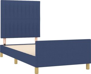 vidaXL vidaXL Rama łóżka z zagłówkiem, niebieska, 90x190 cm, obita tkaniną 4