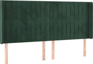 vidaXL Zagłówek do łóżka z LED, ciemnozielony 163x16x118/128cm aksamit 3