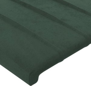 vidaXL Zagłówek do łóżka z LED, ciemnozielony 163x16x118/128cm aksamit 6
