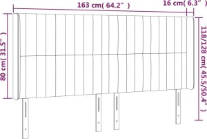 vidaXL Zagłówek do łóżka z LED, ciemnozielony 163x16x118/128cm aksamit 7