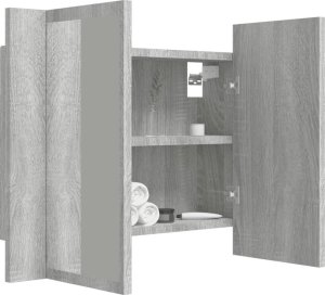 Triton Szafka łazienkowa z lustrem, szary dąb sonoma, 60x12x45 cm 7