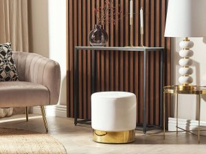 Beliani Puf welurowy ⌀ 39 cm biały SOPHIA 2