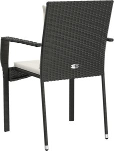 vidaXL vidaXL Krzesła ogrodowe z poduszkami, 2 szt., polirattan, czarne 7