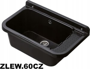 Zlewozmywak Hydroland ZLEW.50 KOMORA GOSPODARCZA CZARNA POLIPR. 50X34X21 + SYFON [ PRZEL.ZESTAW MONTAŻ.+KOREK+ MOŻLIWOŚĆ MONTAŻ.BATERII STOJ.I DOZOWNIKA // ZL.HYDRO-ZLEW.50-CZARNA 3