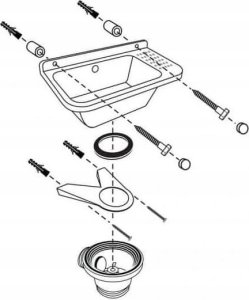 Zlewozmywak Hydroland ZLEW.50 KOMORA GOSPODARCZA CZARNA POLIPR. 50X34X21 + SYFON [ PRZEL.ZESTAW MONTAŻ.+KOREK+ MOŻLIWOŚĆ MONTAŻ.BATERII STOJ.I DOZOWNIKA // ZL.HYDRO-ZLEW.50-CZARNA 5
