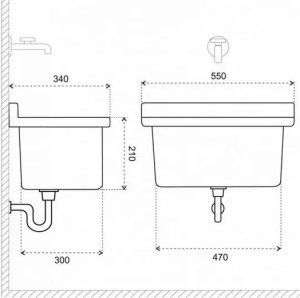 Zlewozmywak Hydroland ZLEW.55 KOMORA GOSPODARCZA CZARNA POLIPR. 55X34X21 + SYFON Z PRZEL.ZESTAW MONTAŻ.+KOREK // ZL.HYDRO-ZLEW.55-CZARNA 4