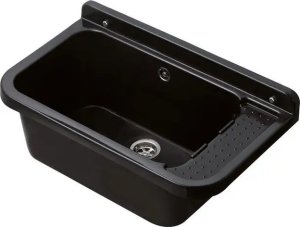 Zlewozmywak Hydroland ZLEW.60 KOMORA GOSPODARCZA CZARNA POLIPR. 60X34X21 + SYFON Z PRZEL.ZESTAW MONTAŻ.+KOREK+ MOŻLIWOŚĆ MONTAŻ.BATERII STOJ.I DOZOWNIKA // ZL.HYDRO-ZLEW.60-CZARNA 3