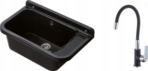 Zlewozmywak Hydroland ZLEW.60 KOMORA GOSPODARCZA CZARNA POLIPR. 60X34X21 + SYFON Z PRZEL.ZESTAW MONTAŻ.+KOREK+ MOŻLIWOŚĆ MONTAŻ.BATERII STOJ.I DOZOWNIKA // ZL.HYDRO-ZLEW.60-CZARNA 7