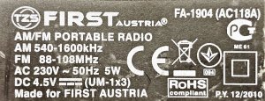 Radio First First Austria Radijėlė First 1907-1 5