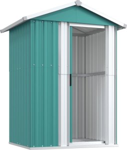 vidaXL vidaXL Szopa ogrodowa, zielona, 126x97,5x177 cm, stal galwanizowana 4