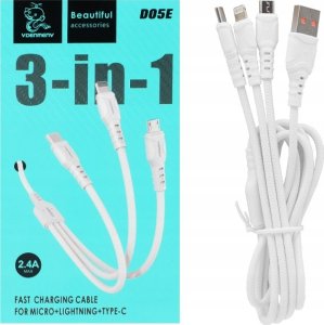 Kabel USB Denmen KABEL USB 3W1 DENMEN BIAŁY 1M D05E> 1