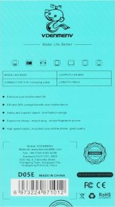 Kabel USB Denmen KABEL USB 3W1 DENMEN BIAŁY 1M D05E> 4