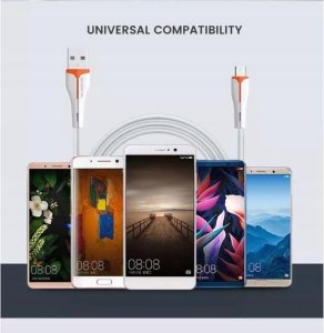 Kabel USB Somostel KABEL USB TYP-C 2A SOMOSTEL BIAŁY 2000mAh QUICK CHARGER 1M POWERLINE SMS-BP08> 5