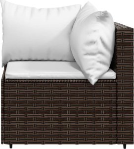 vidaXL 4-cz. zestaw wypoczynkowy do ogrodu, poduszki, brąz, polirattan 5