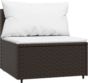 vidaXL 4-cz. zestaw wypoczynkowy do ogrodu, poduszki, brąz, polirattan 6