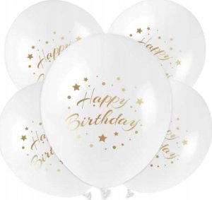 Teka Balony ze złotym nadrukiem Happy Birthday 5szt 3