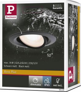 Paulmann Oprawa do wbudowania  NOVA LED PLUS DIM wychylna GU10 max.35W 93mm IP65 230V  czarny matowy / aluminum 4