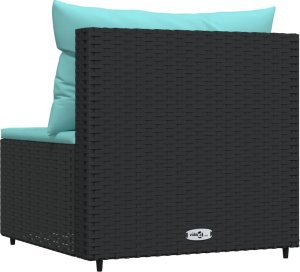 vidaXL Środkowy moduł sofy z poduszkami, czarny, polirattan 4