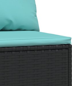 vidaXL Środkowy moduł sofy z poduszkami, czarny, polirattan 5