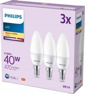 Signify Philips LED classic Lampe 40W E14 Kerze Warmw 470lm matt 3er P 1