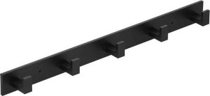 Springos Wieszak łazienkowy ścienny z 5 haczykami do przedpokoju, kuchni aluminiowy czarny UNIWERSALNY 12