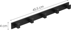 Springos Wieszak łazienkowy ścienny z 5 haczykami do przedpokoju, kuchni aluminiowy czarny UNIWERSALNY 16