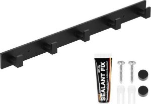 Springos Wieszak łazienkowy ścienny z 5 haczykami do przedpokoju, kuchni aluminiowy czarny UNIWERSALNY 2