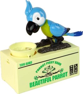 LeanToys Skarbonka Papuga Zjada Monety Nauka Oszczędzania Niebieska 2