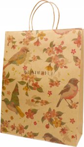 Teka  Torba prezentowa 32x42 kraft, ptaki mix 2