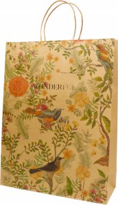 Teka  Torba prezentowa 32x42 kraft, ptaki mix 4