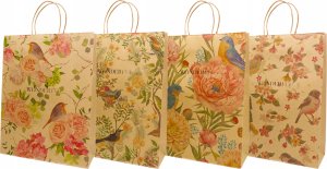 Teka  Torba prezentowa 32x42 kraft, ptaki mix 5