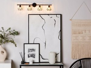 Lampa sufitowa Beliani Lampa spot 4-punktowa metalowa czarna ERMA 7