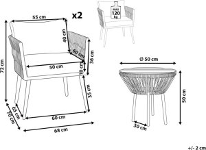 Beliani Zestaw mebli balkonowych z technorattanu szary GARGANO 10