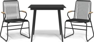 vidaXL vidaXL 3-częściowy zestaw mebli ogrodowych, czarny, PVC, rattan 2