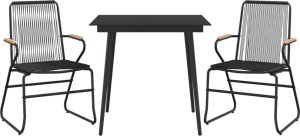 vidaXL vidaXL 3-częściowy zestaw mebli ogrodowych, czarny, PVC, rattan 3